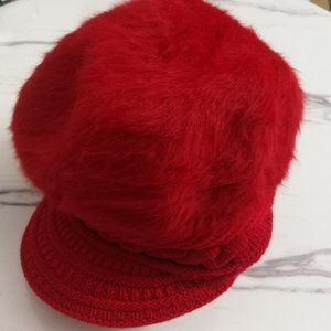 Red Women Hat Faux Fur Cap Winter Warm New